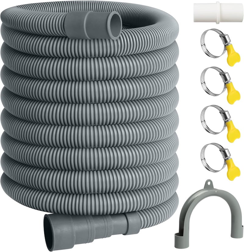 SDLDEER 23FT Washing Machine Drain Hose, Universal Dishwasher Hose Extension Kit with 1 U-Bend Holder, 1 Extension Adapter and 4 Hose Clamps - Image 1